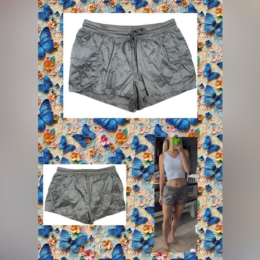 Aerie Offline Tan Metallic Shine Drawstring Athletic Shorts
